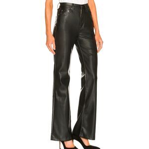 NWOT Pistola Stevie High Rise Wide Leg Slate‎ Black Faux Leather Pants Size 25